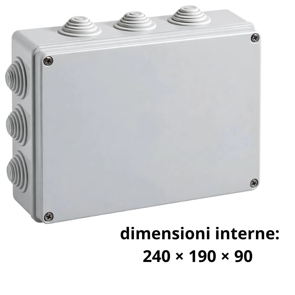 Cassetta di derivazione stagna ip65 con 12 passacavi marlanvil 010 240x190x90mm