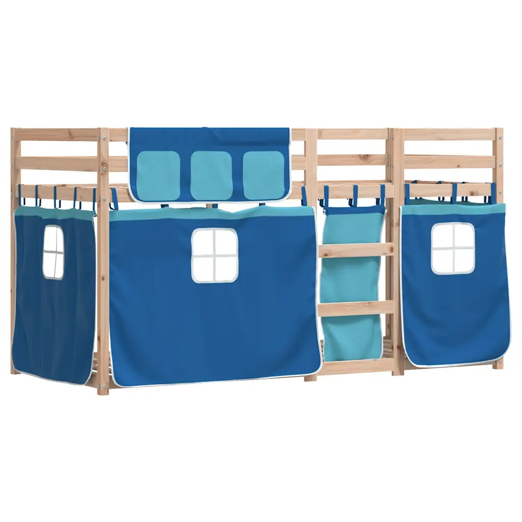 Letto singolo | Letto per adulti | Letto a Castello senza Materasso Blu 75x190 cm Massello Pino