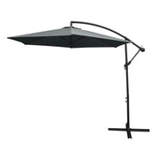 Ombrellone da Giardino a Sbalzo Ombrellone Decentrato Retrattile Ombrellone Richiudibile con Manovella 3x3 M e Copertura Antipioggia con Base Zavorra Rotonda - Grigio