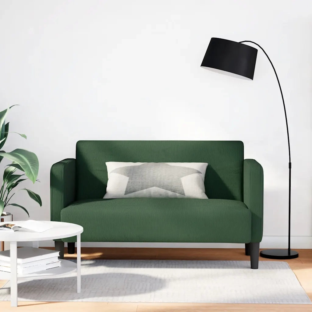 Divano Divanetto Verde Scuro 109cm Tessuto di Velluto a Coste 4100527