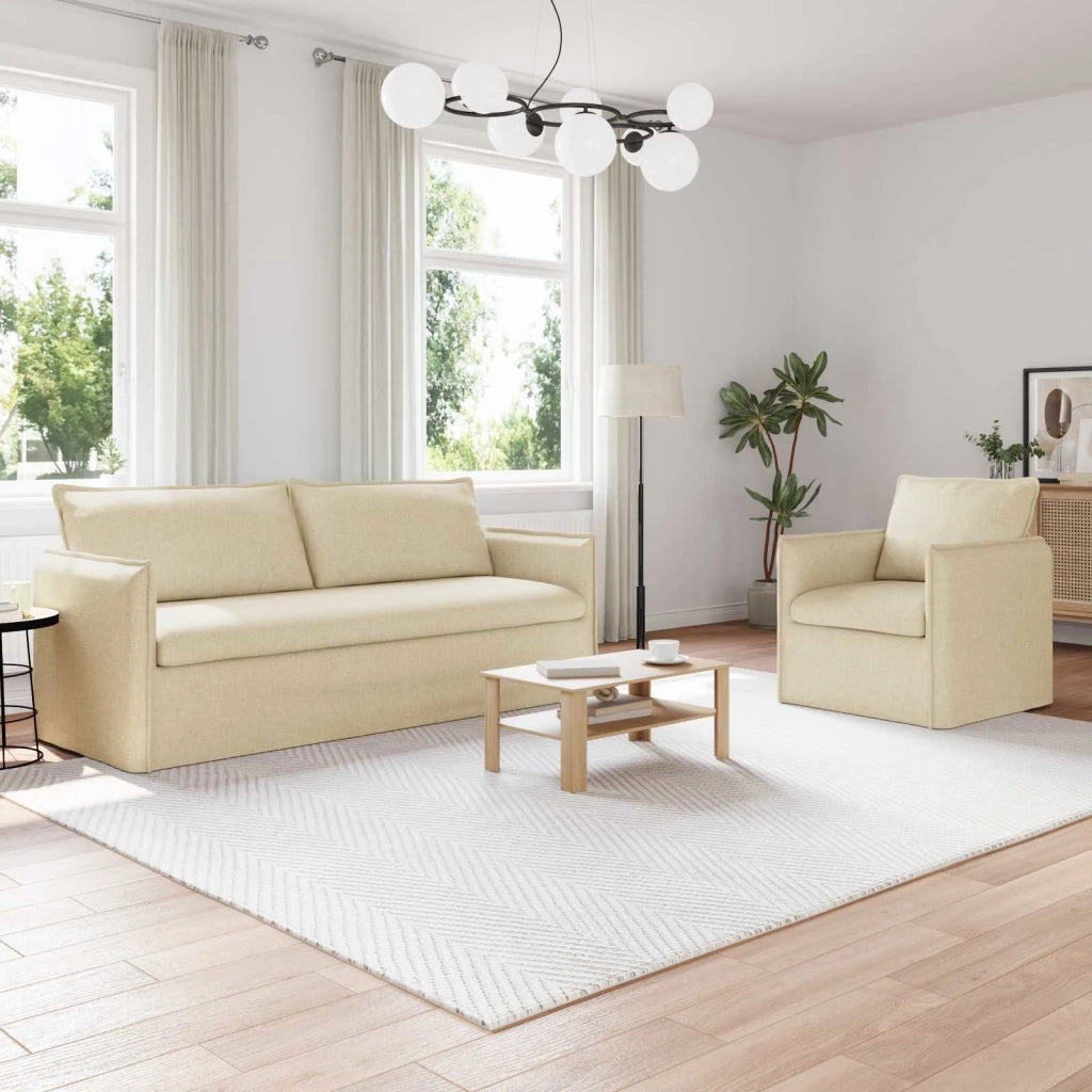 Set di divani 2 pcs Crema 196 x 82 x 85 cm Tessuto