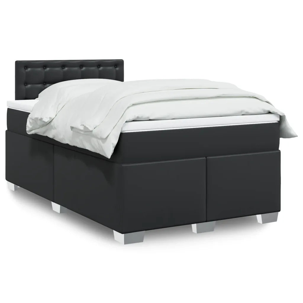 Giroletto a Molle con Materasso Nero 120x190 cm in Similpelle