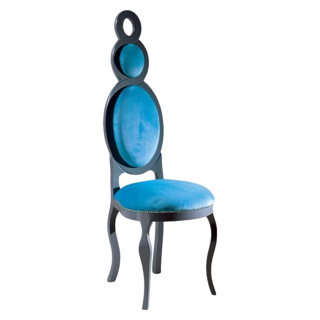 Sedia imbottita in legno laccato grigio/azzurro - Mobili 2G