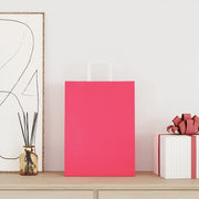 vidaXL Sacchetti di Carta 250 pz con Manici Rosa 26x12x35 cm