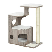 Tiragraffi altezza 88 cm 3 piattaforme e 1 grotta pannello MDF con impiallacciatura in legno palo in sisal pelliccia sintetica lavabile stile vintage grigio 12_0003860
