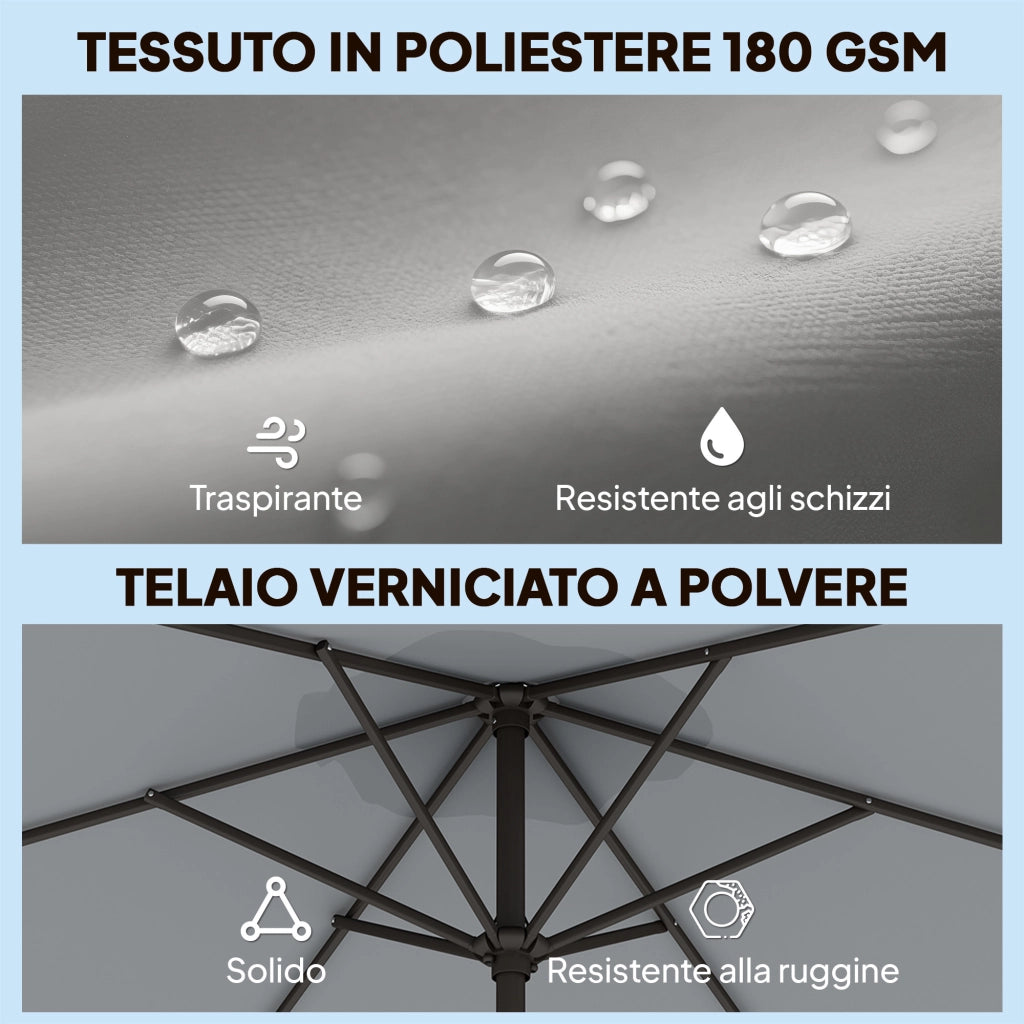 Ombrellone da Giardino Inclinabile 3x3 m ¨C Zephmum ¨C Grigio Metallo Poliestere