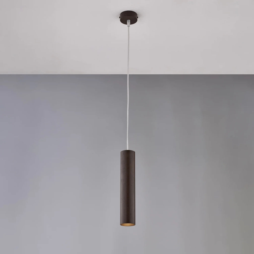 Sospensione Moderna A Cilindro Dag 1 Luce Gu10 In Ferro Laccato Ruggine