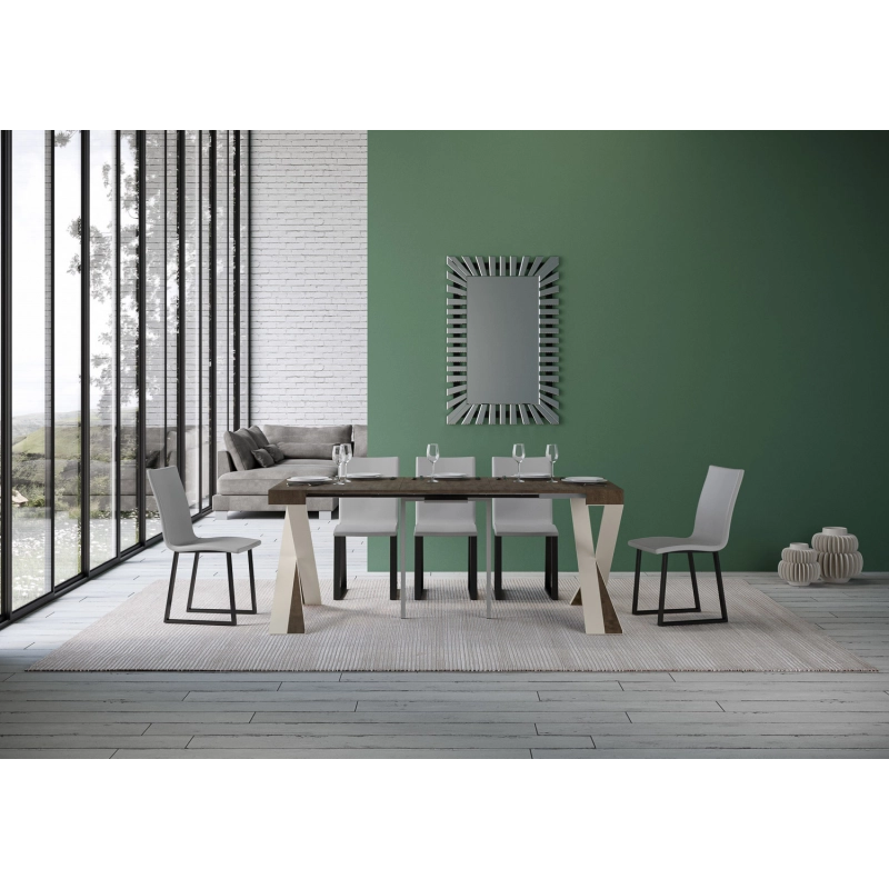 Consolle allungabile 90x40/300 cm Diago telaio Bianco - Noce