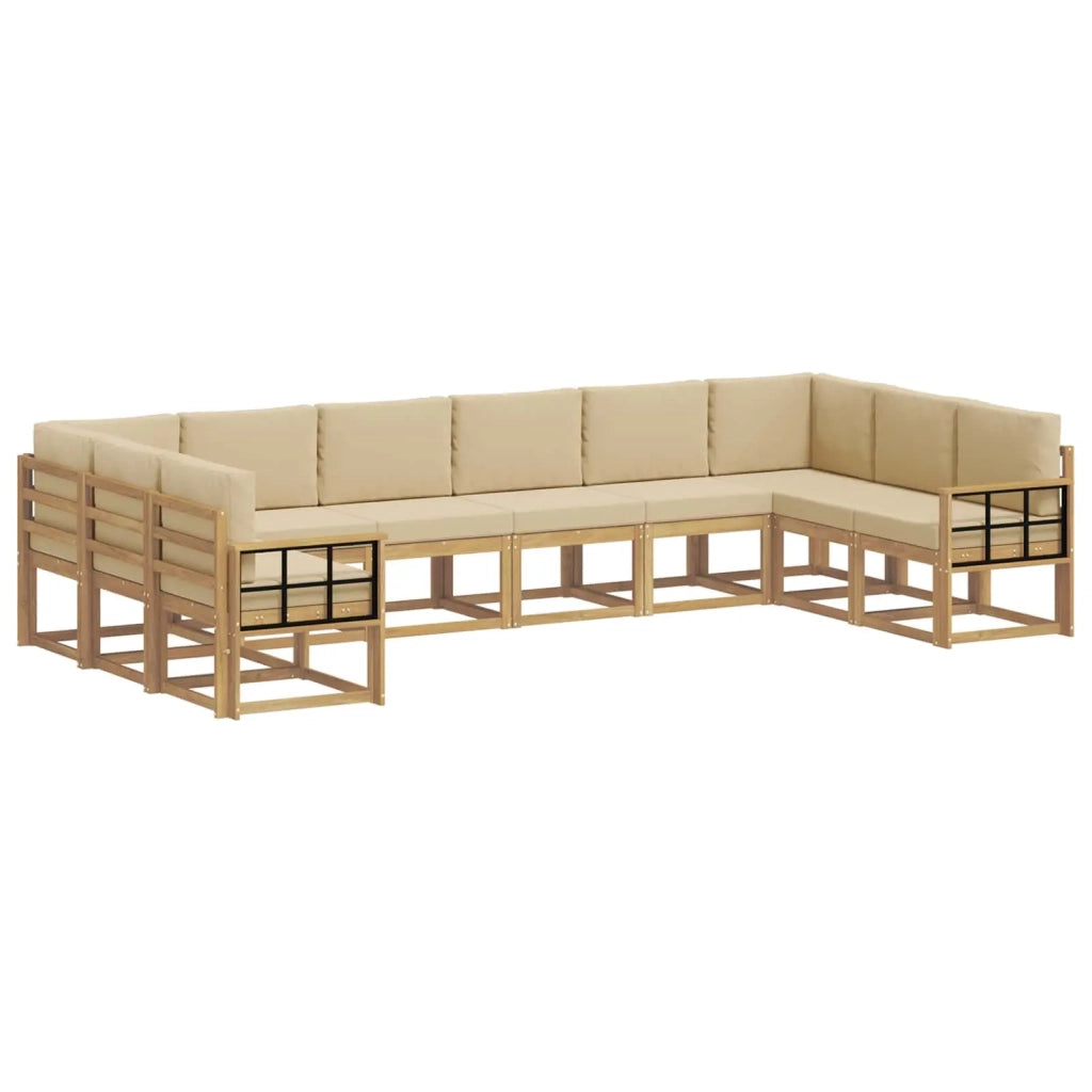 Set di divani da esterno con cuscino 10 pcs Bianco e Beige