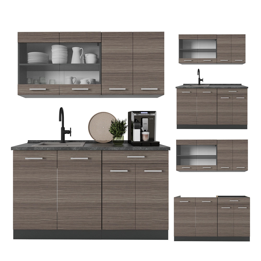 Vicco Cucina completa Grigio nobile/antracite 140 cm senza piano di lavoro