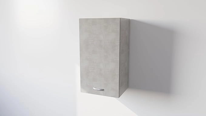 Pensile Cucina  in Legno Nobilitato Cemento Mobile Alto con 1 Anta, Pensile Componibile Moderno Made in Italy (H72XL60XP33cm)