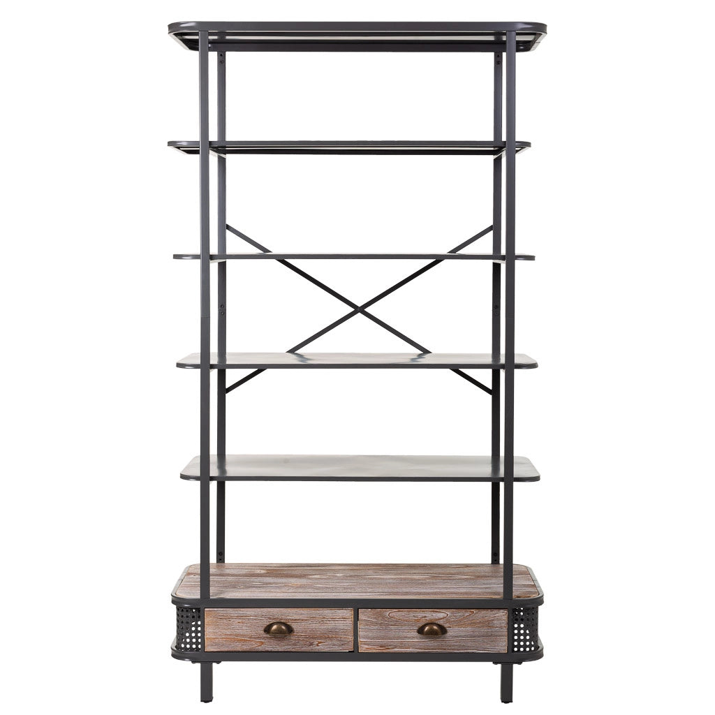 Scaffale in metallo grigio e legno 100x40x181h