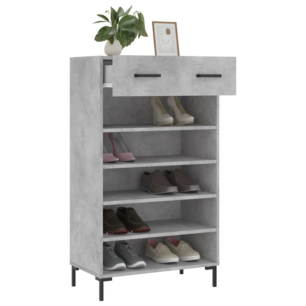 Scarpiera Grigio Cemento 60x35x105 cm in Legno Multistrato