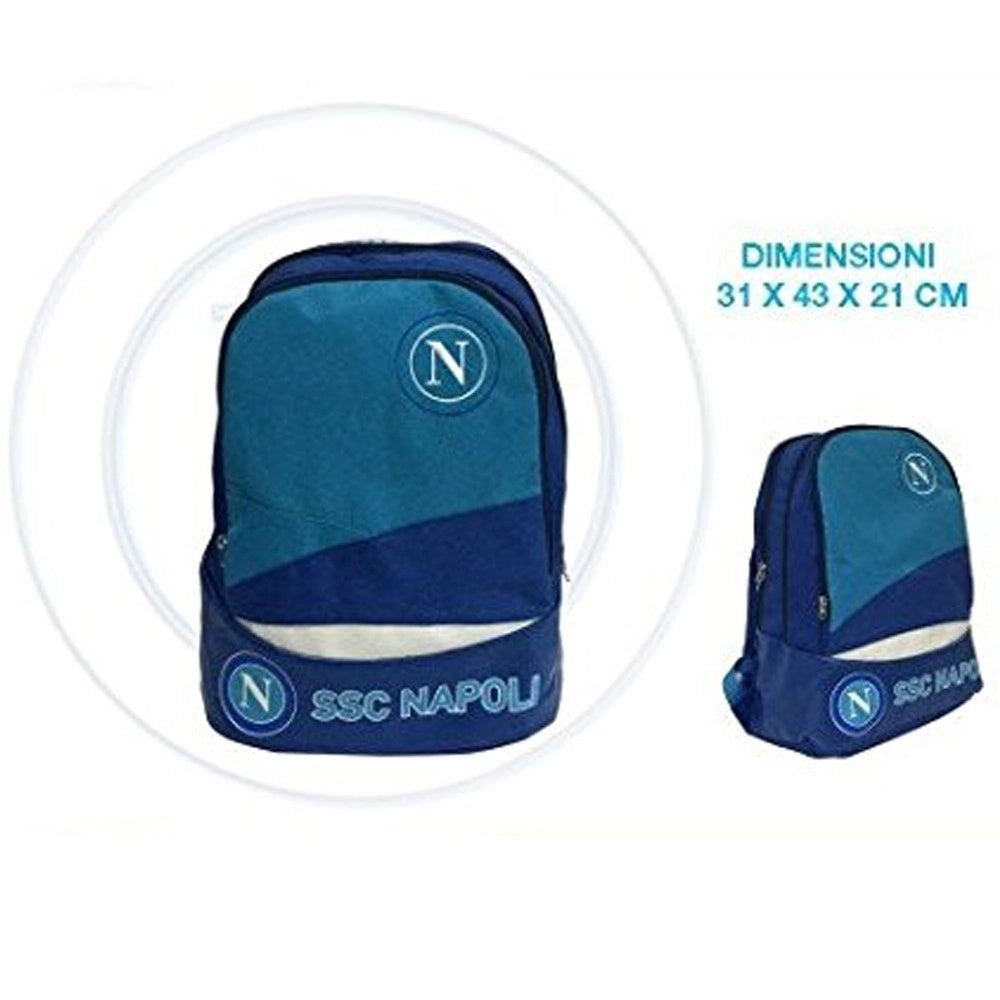 Trade Shop - Zaino Americano Ssc Napoli In Tessuto Per Scuola Tempo Libero Viaggio Azzurro -