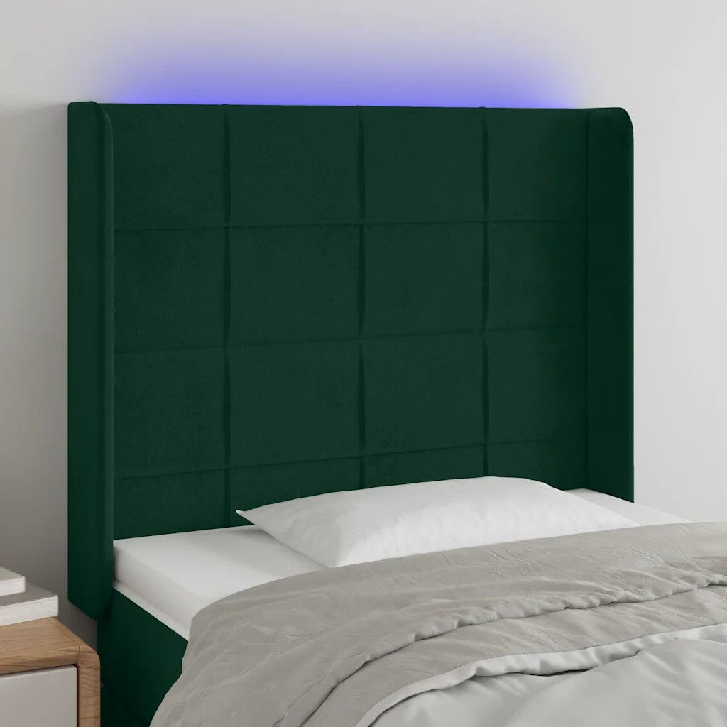 Testiera | Testata a LED Verde Scuro 83x16x118/128 cm in Velluto