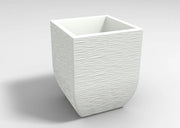 Piantagione quadrata per interni e esterni - 30 cm Salentino a strisce di polietilene bianche - dimensioni esterne 29 x 29 cm altezza 43,5 cm - alta qualità Made in Italy