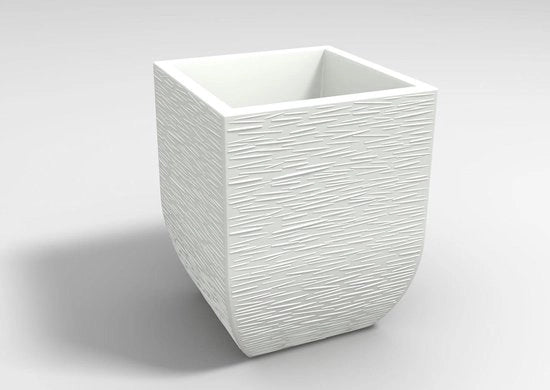 Piantagione quadrata per interni e esterni - 30 cm Salentino a strisce di polietilene bianche - dimensioni esterne 29 x 29 cm altezza 43,5 cm - alta qualità Made in Italy