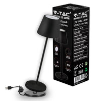 Lampada led da tavolo da 2W (batteria da 4400mA) 3000K IP54 BLACK BODY