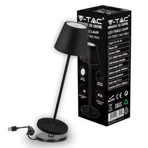 Lampada led da tavolo da 2W (batteria da 4400mA) 3000K IP54 BLACK BODY