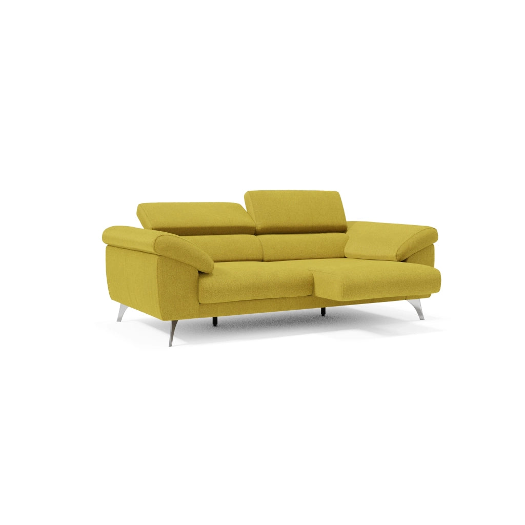 Donatello Divano con sedute allungabili braccioli contenitore e poggiatesta reclinabili in tessuto smacchiabile T23 183 cm giallo sole