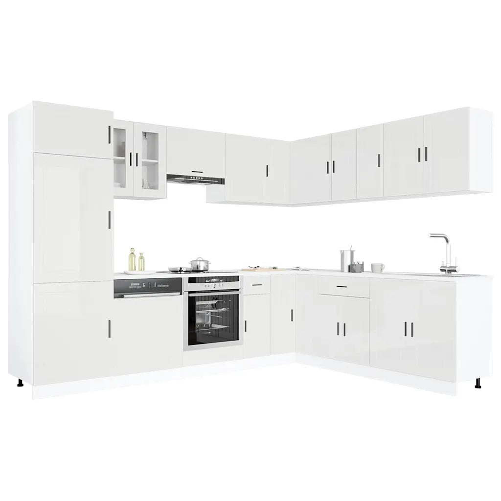 vidaXL Set Mobili da Cucina 14 pz Porto Bianchi Lucido in Truciolato