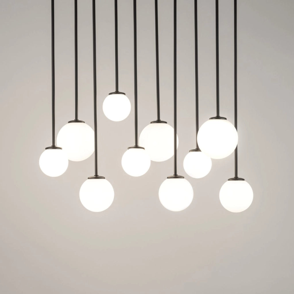 Lampadario a sospensione Tulia 10 luci G9 nero/bianco