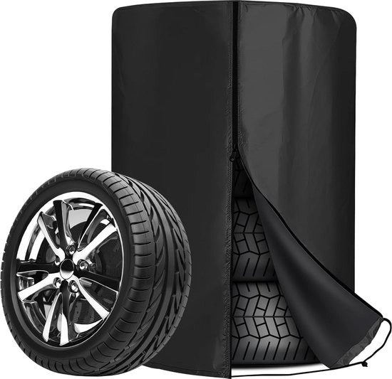 Copri gomme 80 x 120 cm - Coprimozzi impermeabili e resistenti alle sostanze chimiche - Tasche per gomme universali con chiusura a raccordo - Per 4 gomme - Nero .