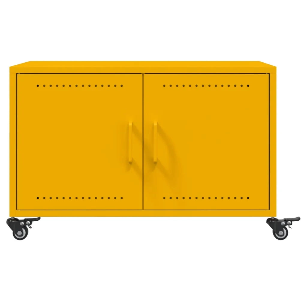Tavolino Giallo Senape 68x50x43,5 cm Acciaio Laminato a Freddo 846689