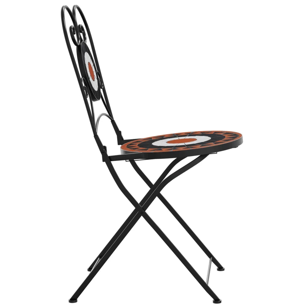 Sedie da BistrÃ² Pieghevoli 2 pz Terracotta e Bianco in Ceramica