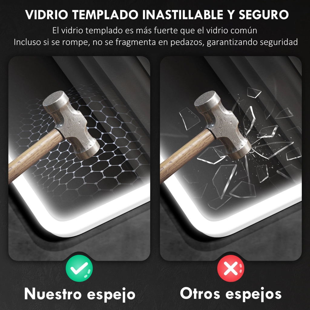 Specchio da Bagno con LED Bluetooth ¨C zephmum ¨C 80x60 cm Antivaho 3 Colori IP44