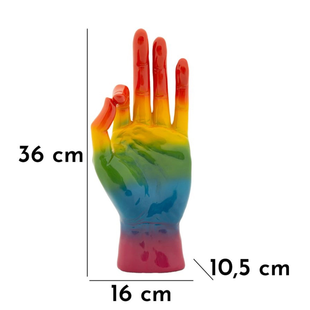 Scultura Mano, Multicolore, Poliresina, 16x10,5x36 cm