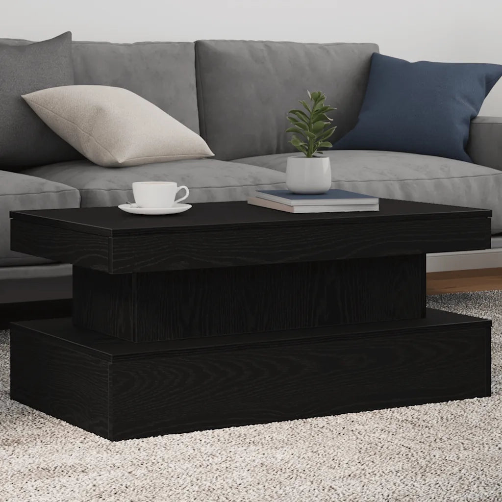 Tavolino da salotto | Tavolino da caff¨¨ | Tavolino da Soggiorno con Luci LED Rovere Nero 90x50x40 cm