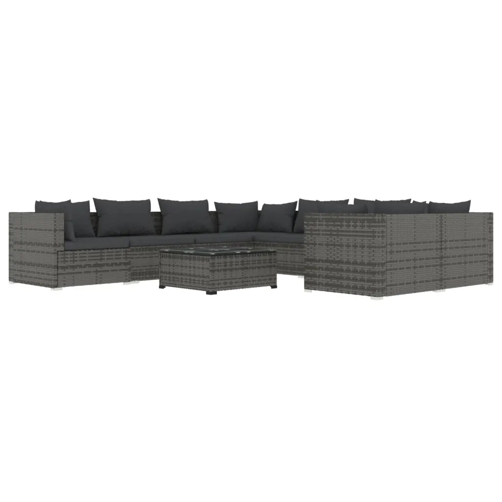 Set Divani da Giardino 9 pz con Cuscini in Polyrattan Grigio cod mxl 40491