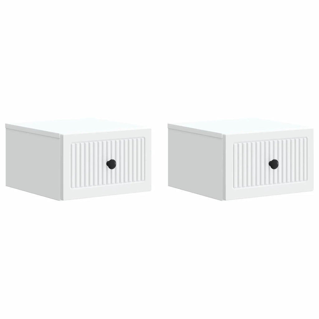 Set di 2 Comodini | Armadio da Notte | Mobiletto da notte a muro Bianco 33 x 34,5 x 20 cm