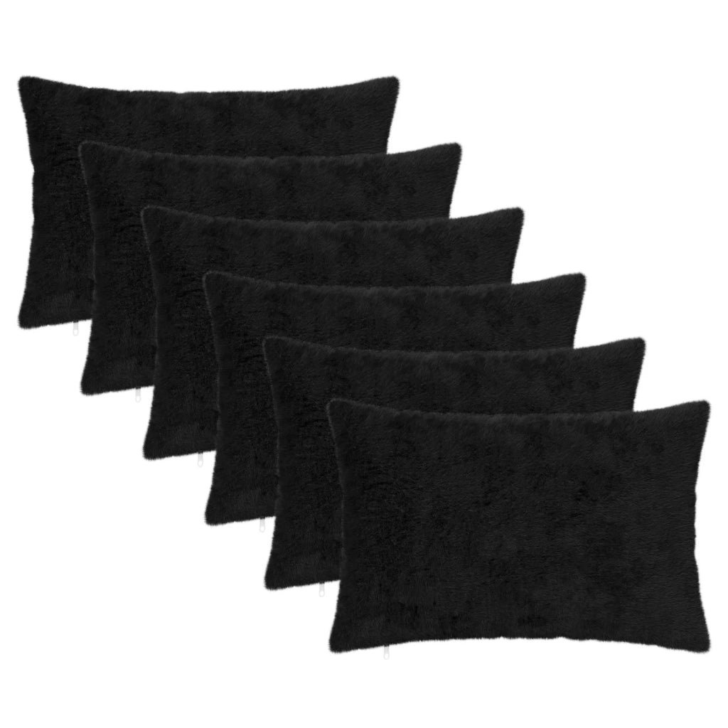 Federa 6 pz HEERLEN Nero 30 x 50 cm Pelliccia di Coniglio Finta 907966