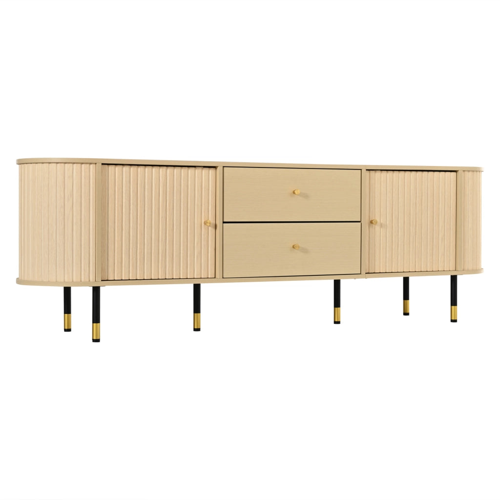 Mobile TV con 2 ante; 2 cassetti e passacavi - per soggiorno - 180×40×58 cm - naturale
