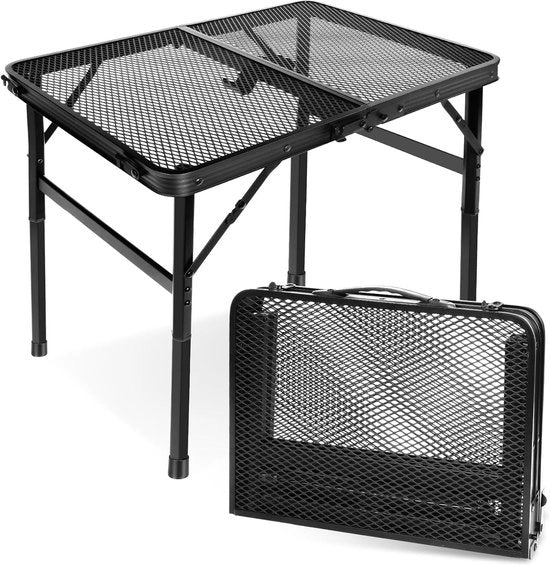 Tavolo da Campeggio 60 x 40 cm - Tavolo da Grill con Altezza Regolabile per Esterno e Interno