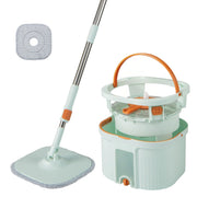 Testa mocio quadrata con strizzatura automatica per pavimenti, Sistema di separazione acqua sporca e pulita Verde chiaro-Strumenti pulizia