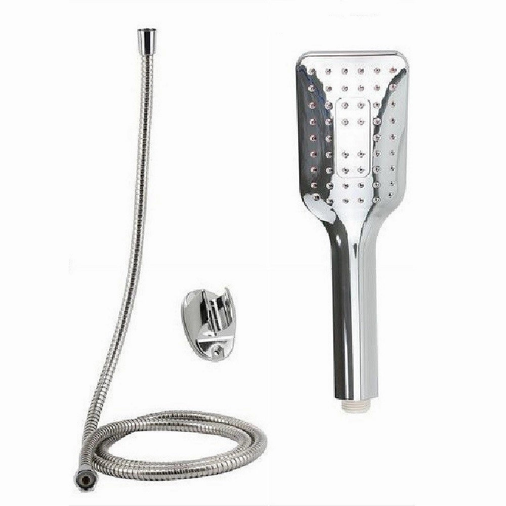Trade Shop - Kit Doccetta Doccino Soffione Rettangolare Doccia Bagno 59231 Laccio 1,8mt Staffa -