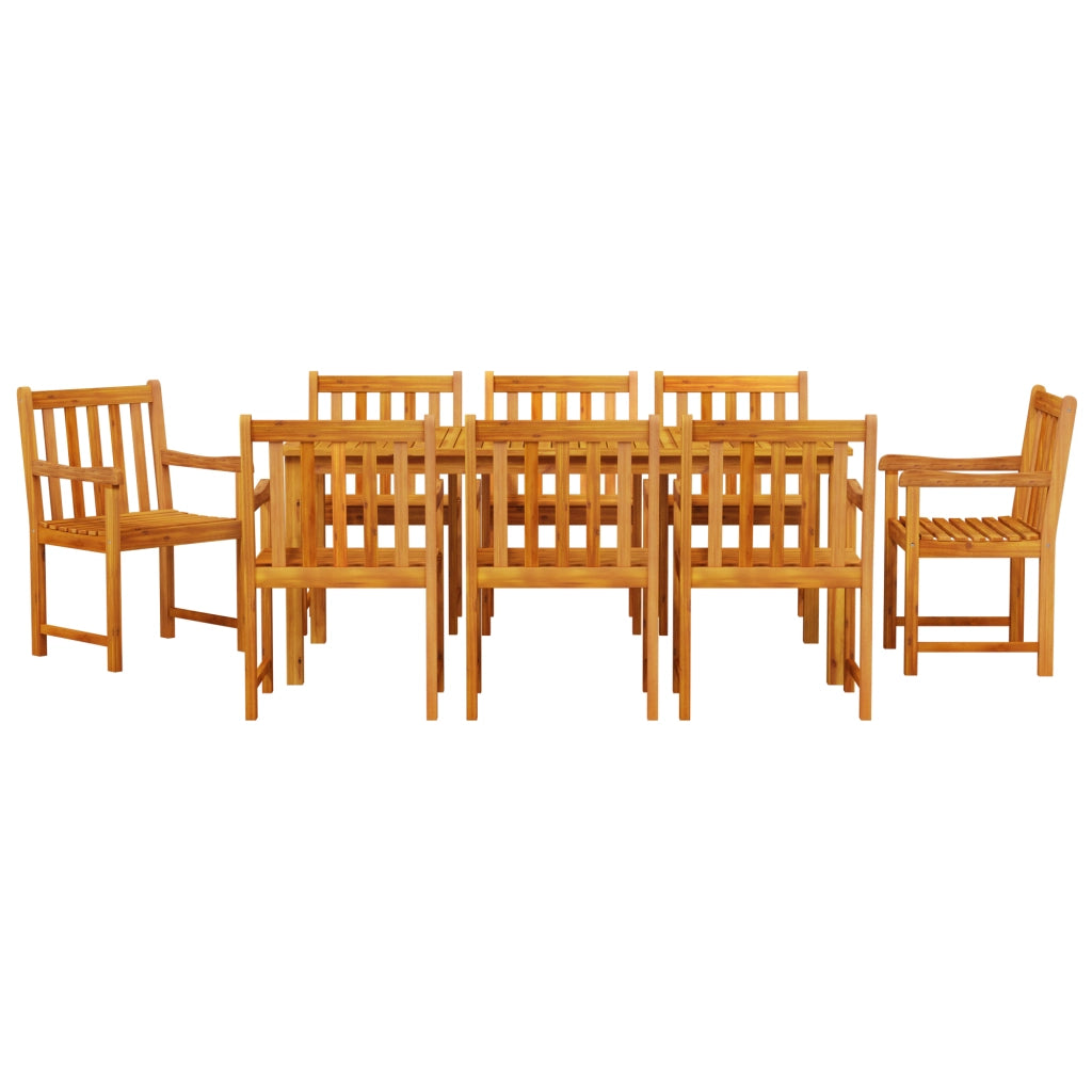 Set da pranzo per il giardino 9 pezzi in legno massello di acacia