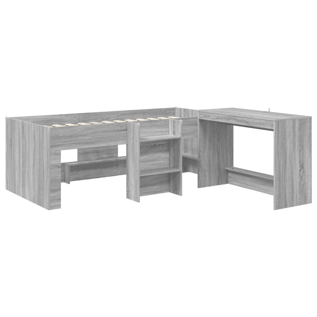 Letto alto per bambini con scrivania 2 pz Sonoma grigio 3423483