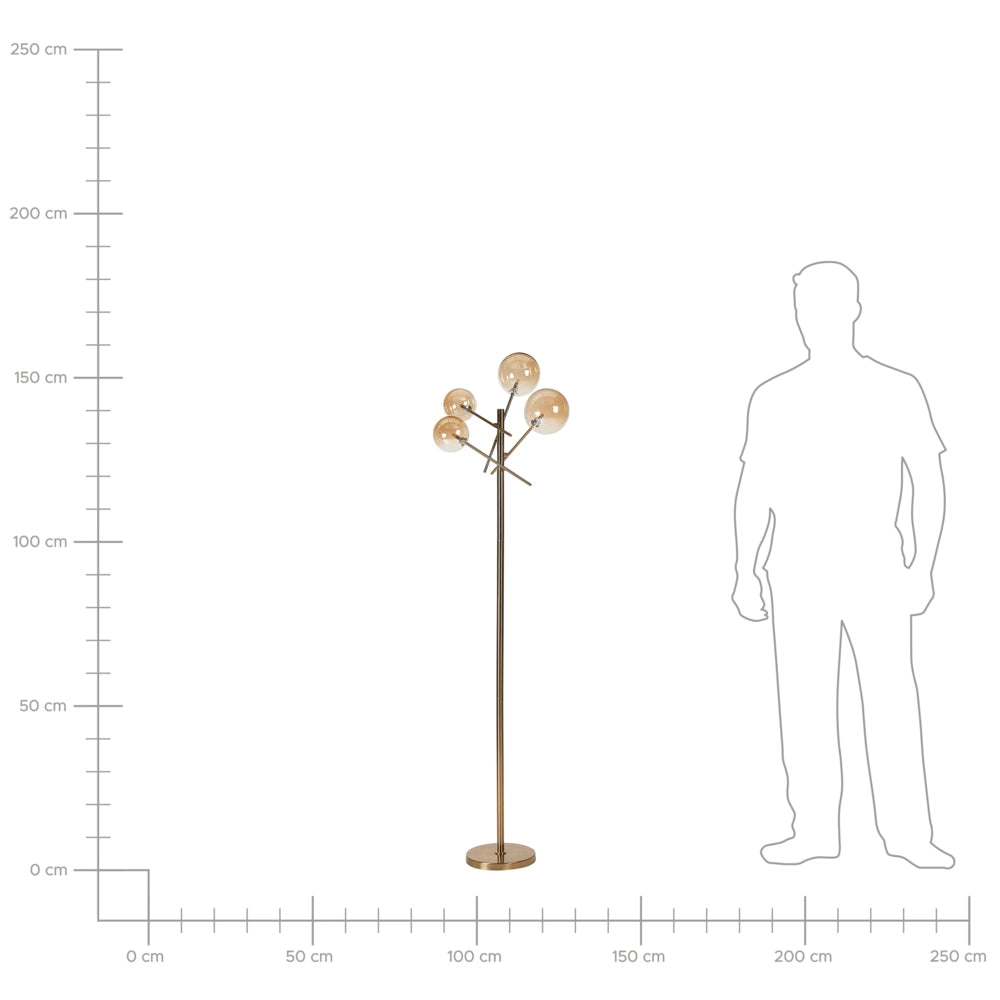 Lampada da terra in vetro ferro dorato 4 paralumi rotondi fumè Design moderno e glam Illuminazione del soggiorno
