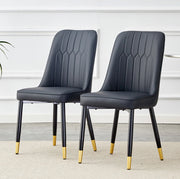 Sedia da pranzo nera in PU con gambe in metallo