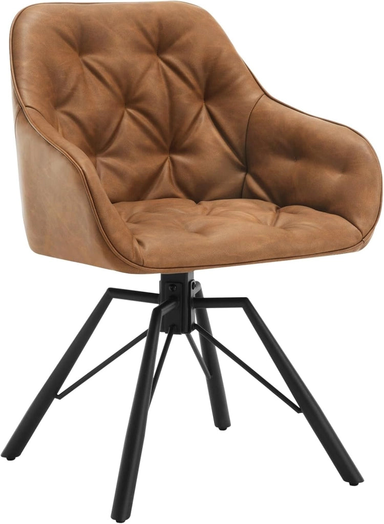 Set di 8 Sedie per Sala da Pranzo Girevoli a 360°, Sedie da Cucina Imbottite con Gambe in Metallo, Poltroncine in PU per Camera da Letto, Soggiorno, Ufficio, Marrone chiaro EZS61hbr-8