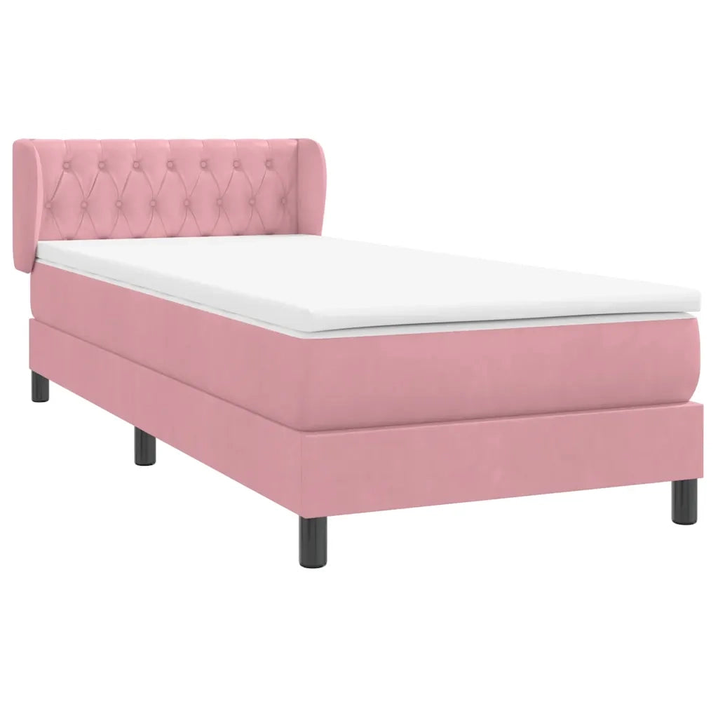 Giroletto a Molle con Materasso Rosa 80x220 cm Velluto