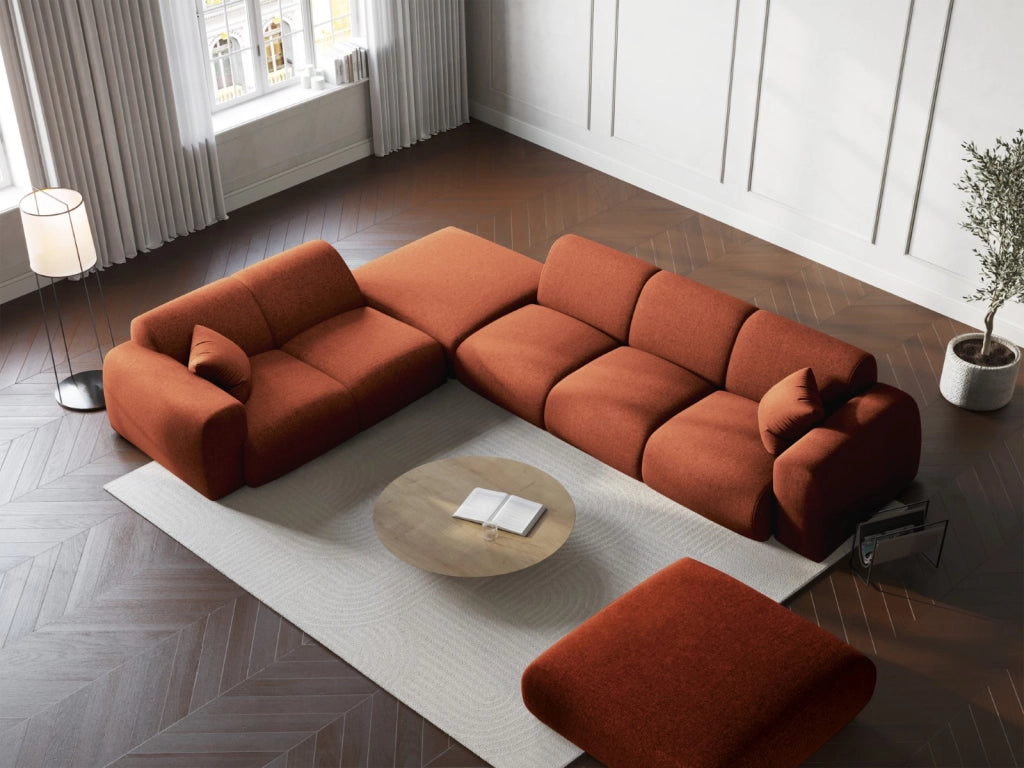 Cosmopolitan Design - Divano angolare sinistro "Nolio" 4 posti in ciniglia terracotta 