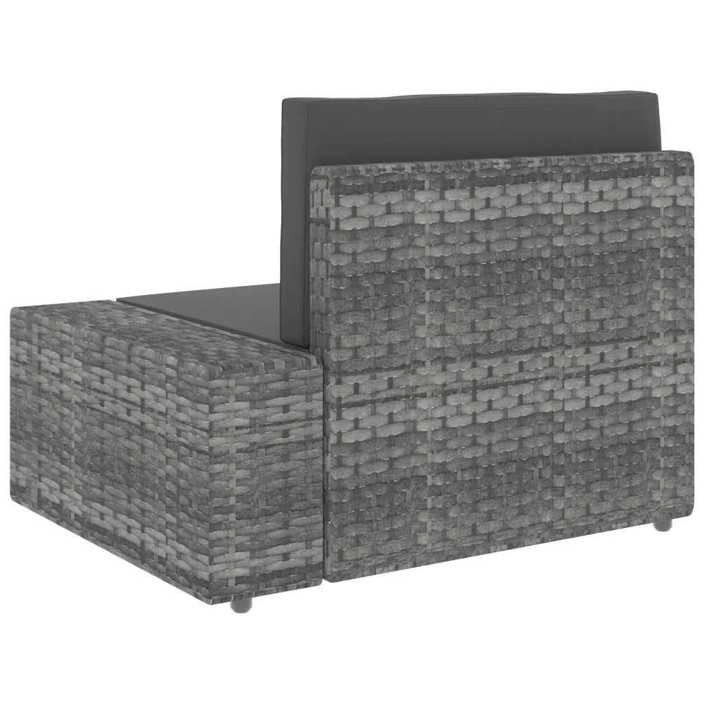 Divano Modulare a 3 Posti in Polyrattan Grigio cod mxl 65342