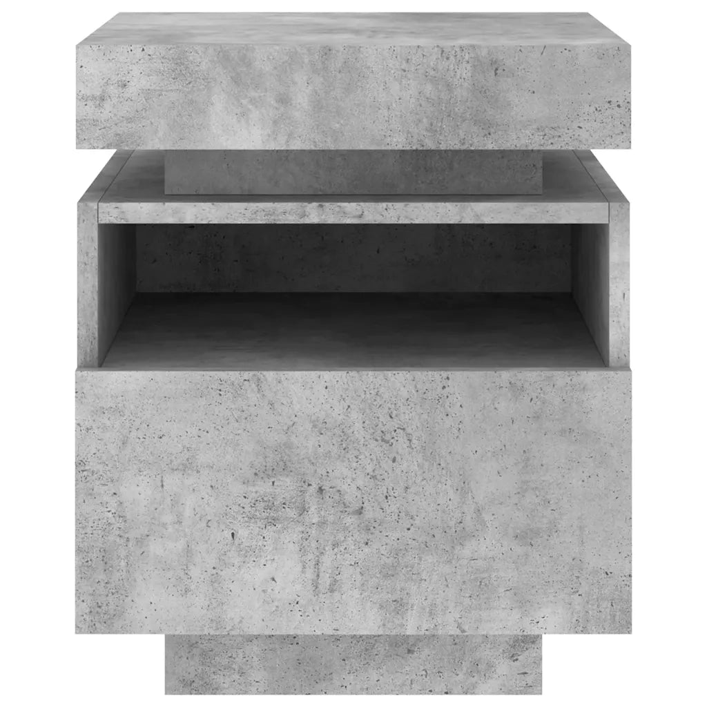 Comodino con Luci LED Grigio Cemento 40x39x48,5 cm
