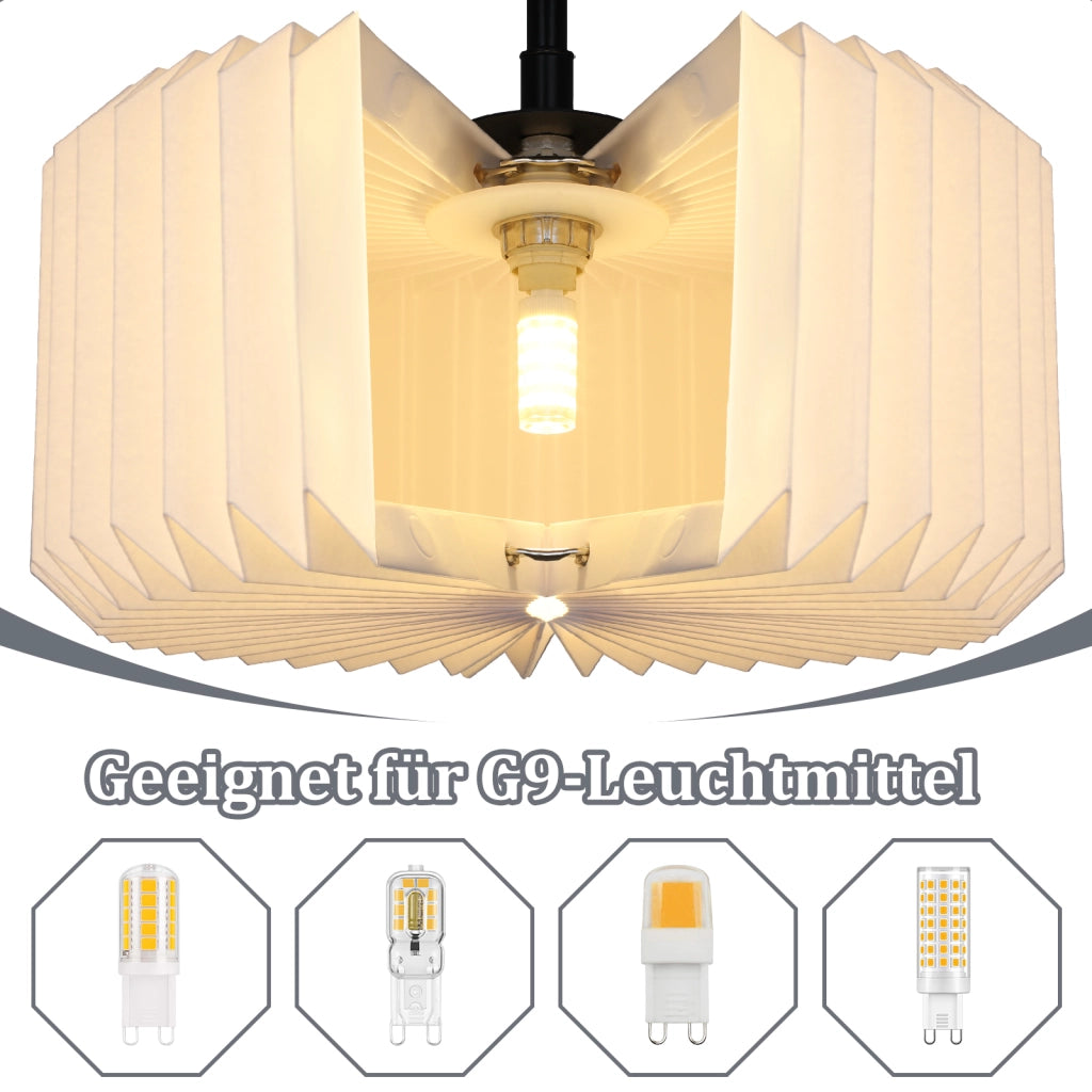 Lampada a Sospensione ZMH vintage - Paralume in carta bianca 1 luce (senza lampadina)
