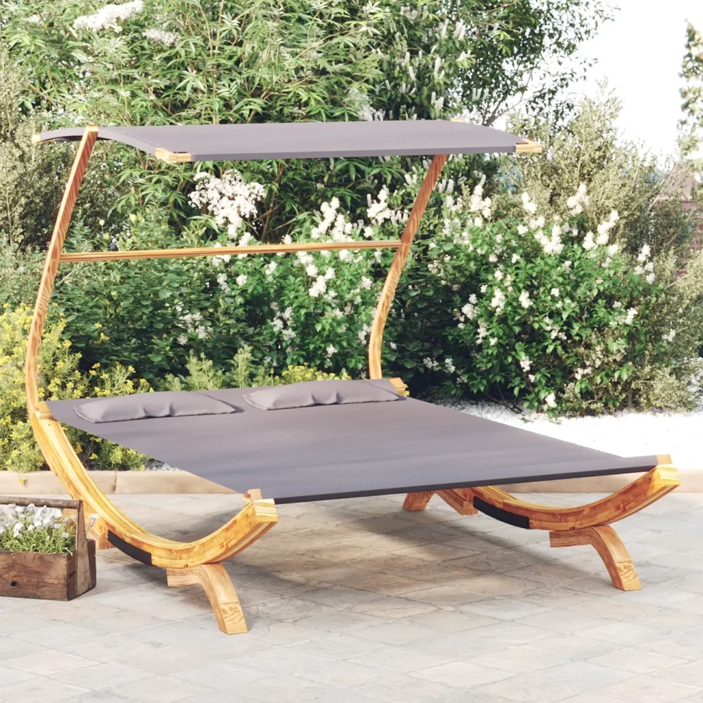 Lettino con Tettuccio 165x203x138 cm in Legno Curvato Antracite CFW4837030